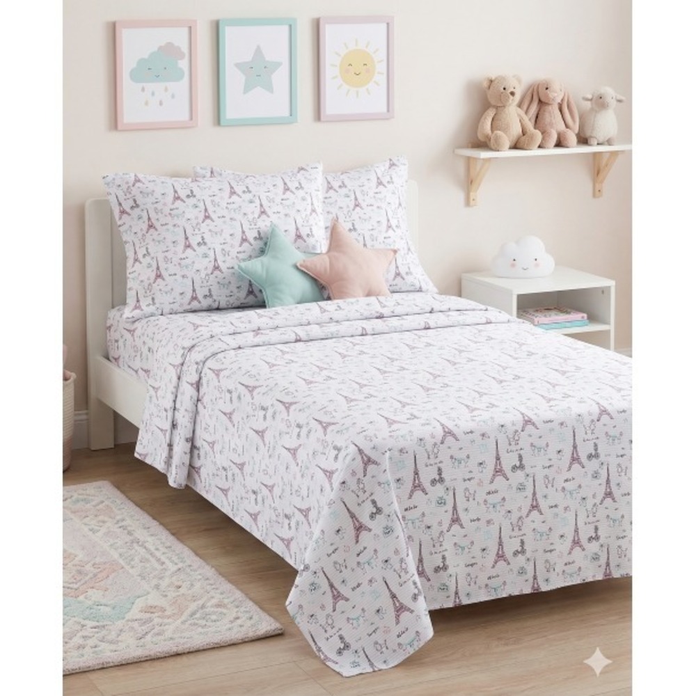 Paris Theme Twin Sheet Set – Urban Dreams 3‑Piece Bedding
